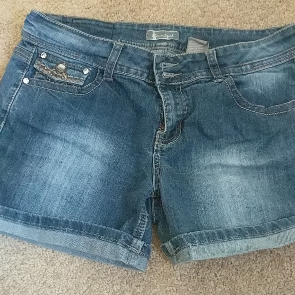 Jean shorts- bling on back!